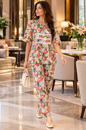 The Floral Escape Rayon Night Suit