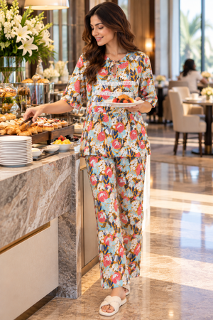 The Floral Escape Rayon Night Suit