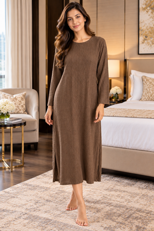 The Mocha Reverie Jacquard Lounge Dress
