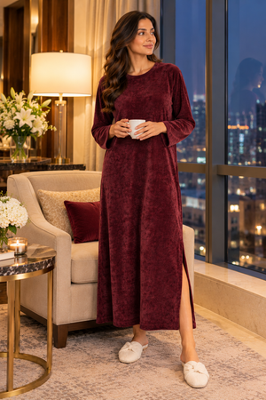 The Bordeaux Velvet Touch Lounge Dress