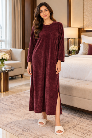 The Bordeaux Velvet Touch Lounge Dress