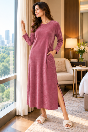 The Soft Indulgence Velour Chord Dress