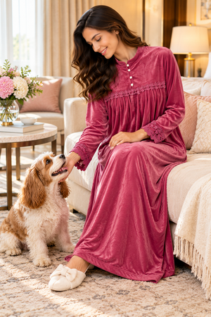 The Soft Embrace Rose Petal Nighty in Velour