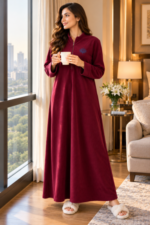 The Burgundy Embrace Polar Fleece Nighty