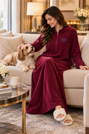 The Burgundy Embrace Polar Fleece Nighty