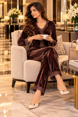 The Truffle Brown Luxe Ice Velvet Co-ord