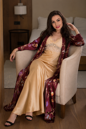 Evening Reverie Satin Nightgown & Robe Set