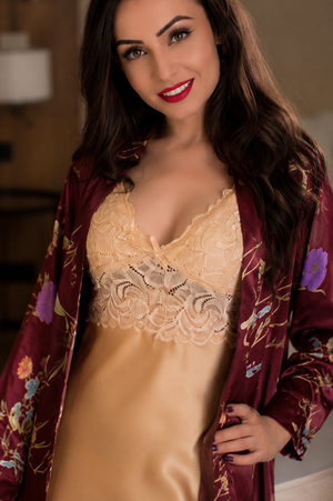 Evening Reverie Satin Nightgown & Robe Set