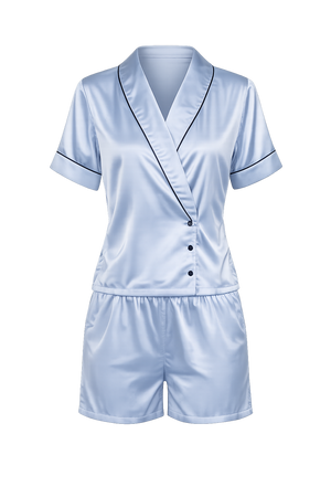 Azure Reverie Satin Short Set