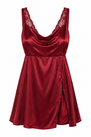Midnight  Maroon Lace Baby Doll Elegance