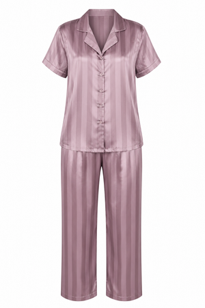 Rosé Luxe Satin Stripe Pajama Set