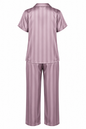 Rosé Luxe Satin Stripe Pajama Set