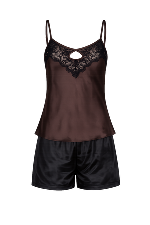 Midnight Mocha Satin Cami & Shorts Set