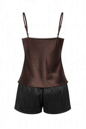 Midnight Mocha Satin Cami & Shorts Set