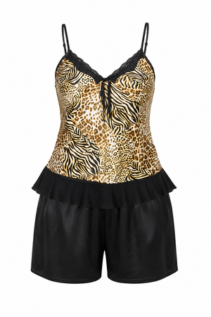 Wild Noir Satin Cami & Shorts Set