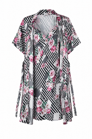 Floral Symphony Satin Robe Set