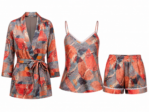 Coral Sunset Satin Lounge Set