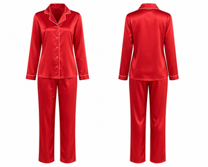 Scarlet Afterglow Satin Pajama Set
