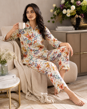 Butterfly Garden Cotton Lounge Co-ord Set