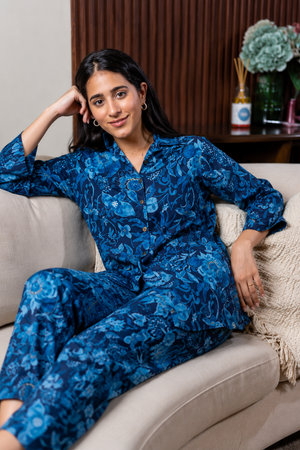 Indigo co-ord set in Rayon