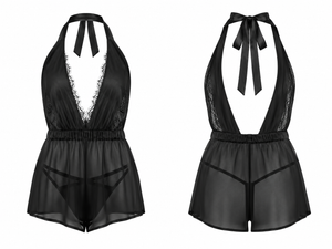 Midnight Seduction Sheer Chiffon Romper