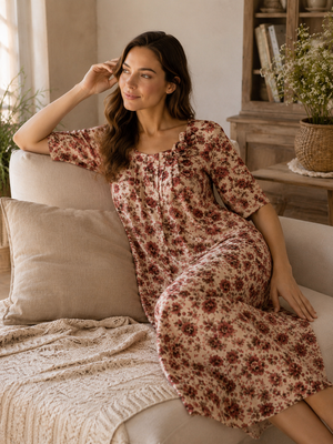 Rosewood Garden Double-layered Lounge Gown