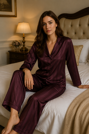 Bordeaux Reserve Satin Night Suit