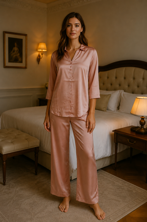 Blush Haven Satin Night Suit