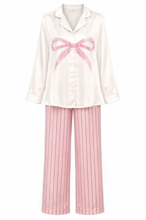 Pink Ribbon Dreams Satin Night Suit