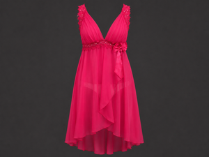 Midnight Fuchsia Cascade Chiffon Nightdress