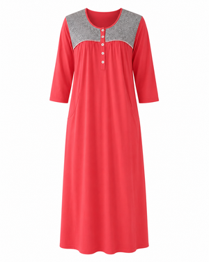 Crimson Cuddles
Pure Cotton Knit Nursing Nighty