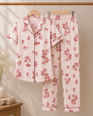 Rosé Garden Cotton Pajama Set