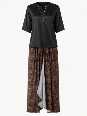 Midnight Nomad Satin Lounge Lungi-kurta Set