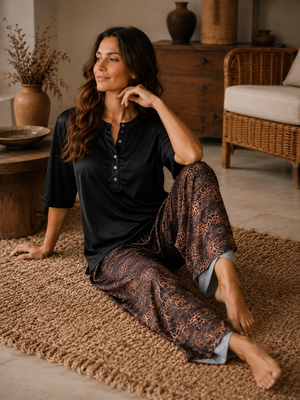 Midnight Nomad Satin Lounge Lungi-kurta Set