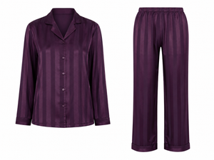 Midnight Grace Self-Stripe Satin Night Suit