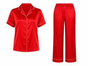 Crimson Dawn Satin Pajama Set