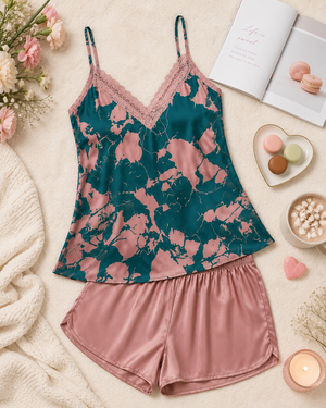 Moonlit Bloom Satin Lounge Set