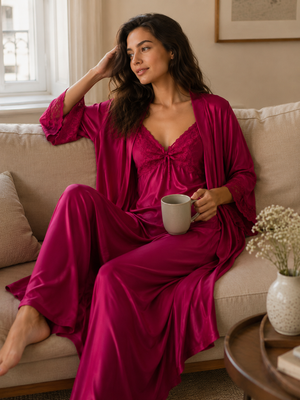 Pink Radiance Lycra Nightwear Set