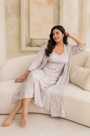 Plus Size Whispering Dawn Robe & Nightie Set