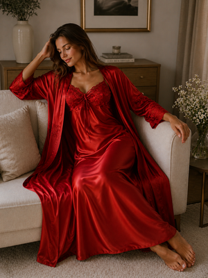 Crimson Serenity Microfibre Lounge Set