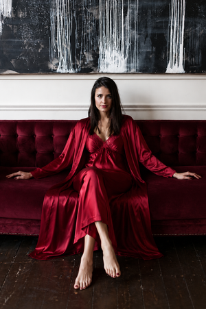Crimson Serenity Microfibre Lounge Set