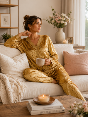 Golden Reverie Ice Velvet Lounge Set