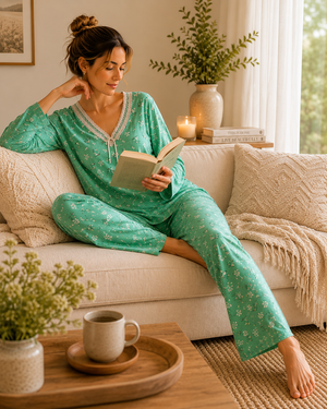 Mint Blossom Rayon Lounge Set