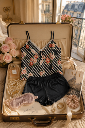Noir Blossom Cami & Shorts Set