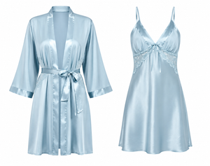 Serenity Mist Satin Robe Set
