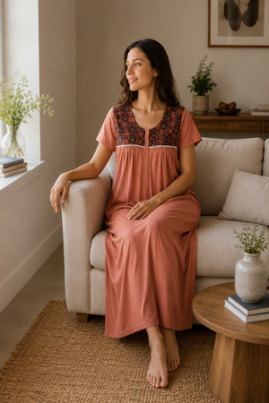 Terracotta Comfort Knit Cotton Nighty