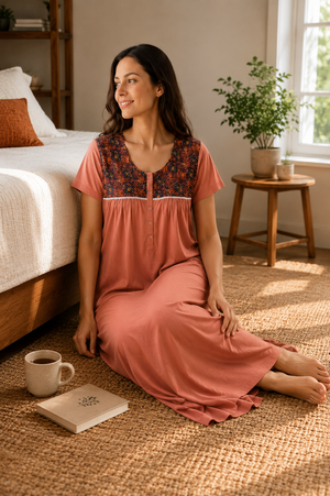 Terracotta Comfort Knit Cotton Nighty