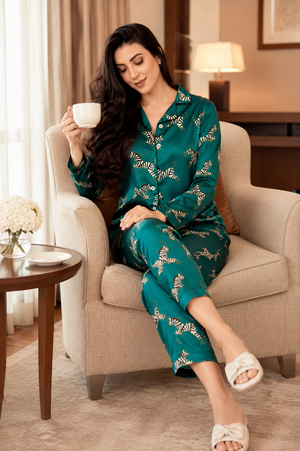 Savanna Stride Luxe Satin Night Suit