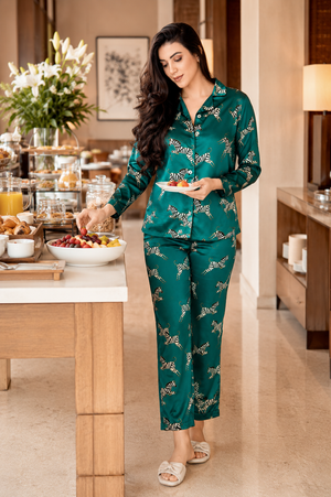 Savanna Stride Luxe Satin Night Suit
