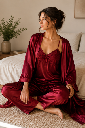 Scarlet Affair Luxe Satin Lounge Set